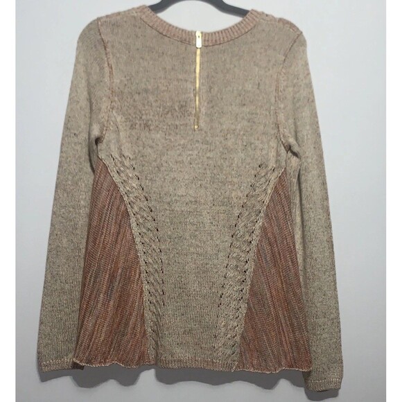 Anthropologie Moth Sweater Anita Cable Knit Rear Zip Pullover Long Swing Small - Picture 5 of 9